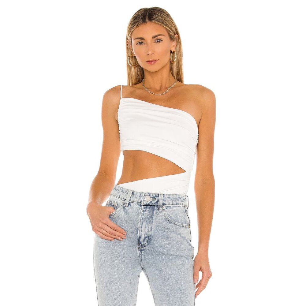 superdown Veronica Cut Out Bodysuit in White XLarge New Womens Cami Tank Top